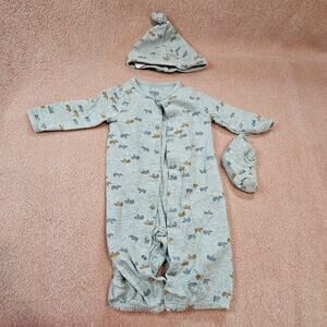 Child of Mine by Carter's Sleep N Play outfit w/Hat & Booties Bear Print Grey